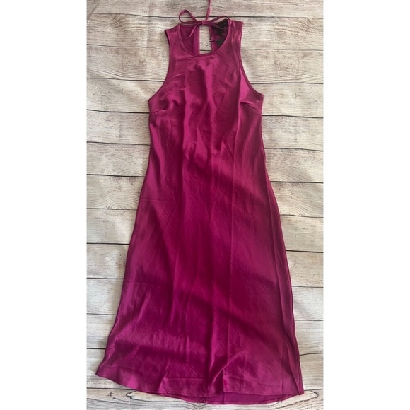 NWT House of Harlow 1960 Deep Pink Magenta/Raspberry Satin Bias Cut Dress - Picture 5 of 12